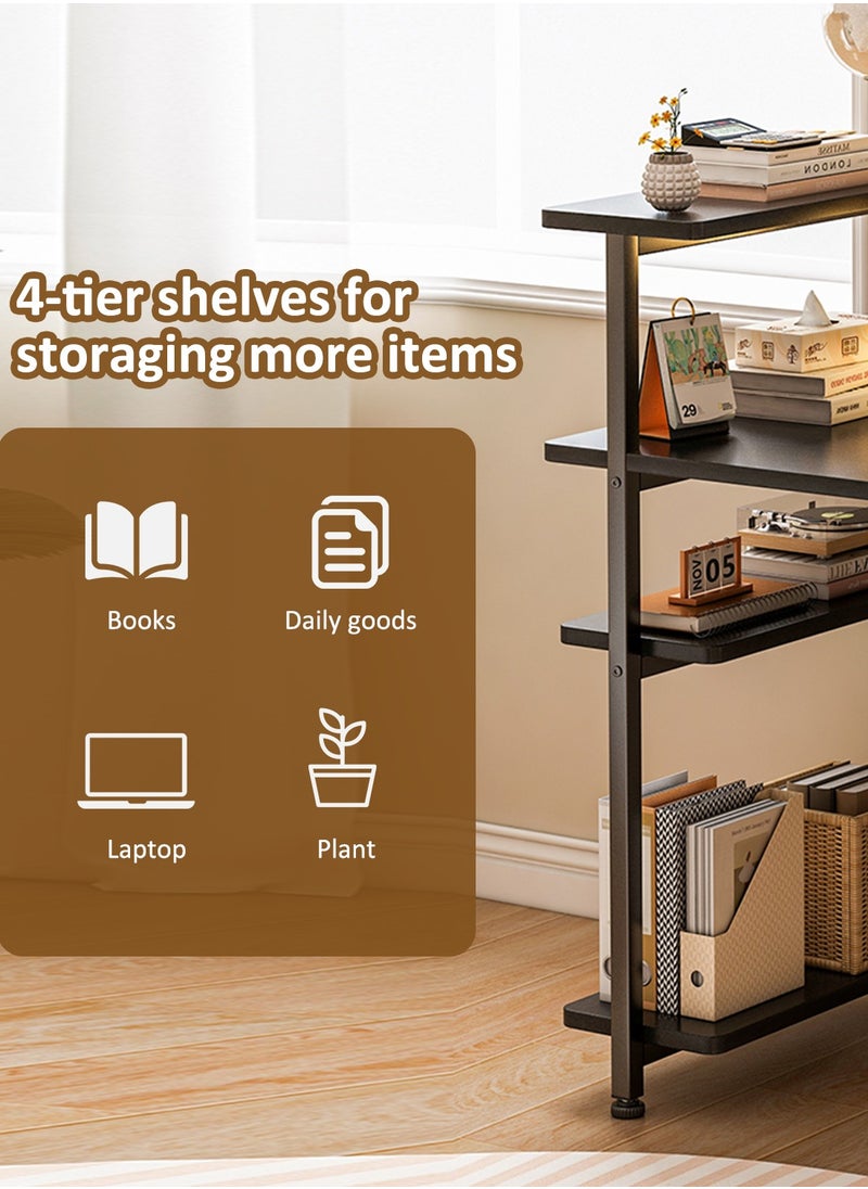 JANTENS - Black Computer Desk with 4-Tier Shelves, Space-Saving Home Office Desk for Study & Writing, Compact Workstation Table with Storage, 110x45x73cm - Image 1