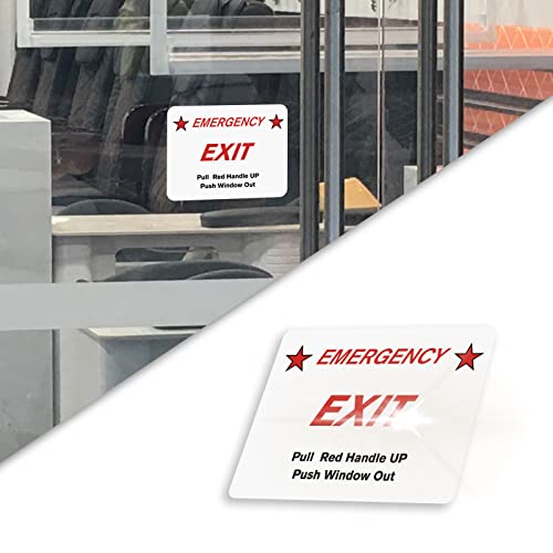CORNERIA 10 Pack 3X4" Car Vehicle School Bus Train Red Hanle Emergency Exit Notice Warning Caution Signs Decal Sticker-Pull Red Handle Up,Push Window Out - Image 4