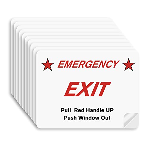 CORNERIA 10 Pack 3X4" Car Vehicle School Bus Train Red Hanle Emergency Exit Notice Warning Caution Signs Decal Sticker-Pull Red Handle Up,Push Window Out - Image 5