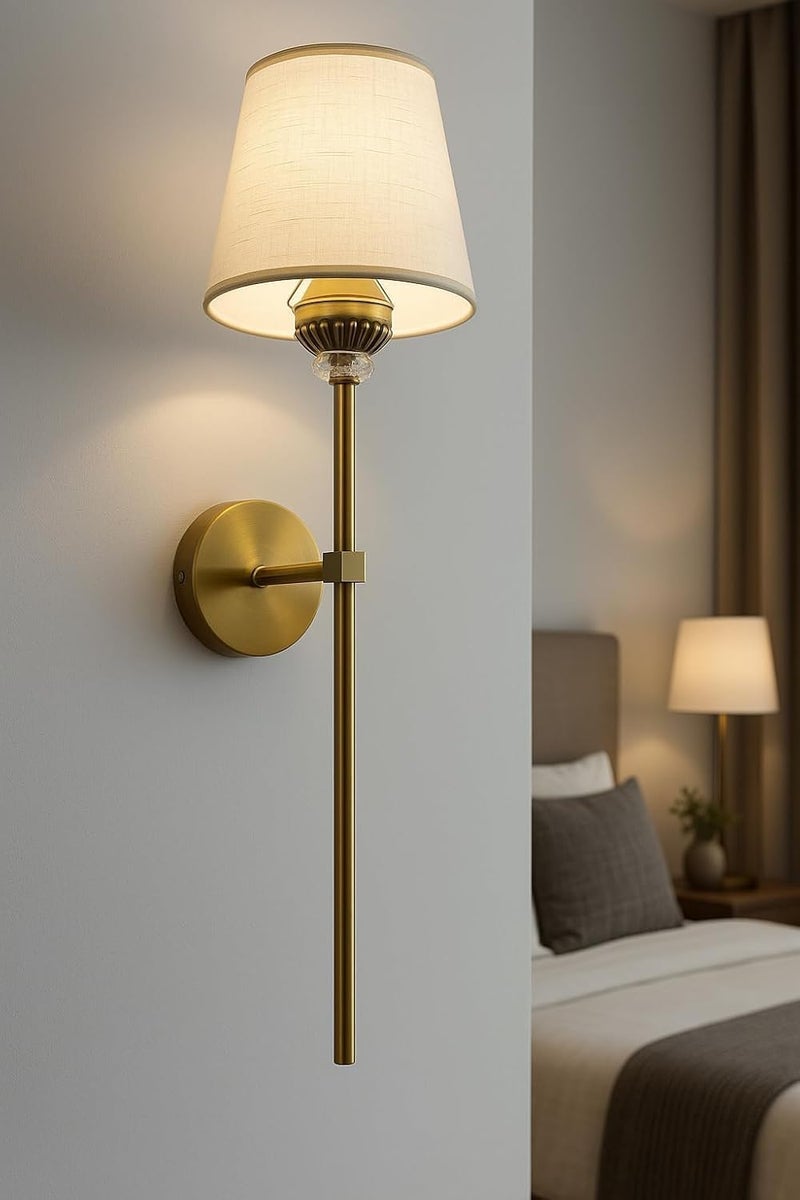 kinis Luxury Modern Gold Wall Lamp | Crystal Accent & Elegant Metal Finish Wall lamp Decorative Wall Sconce Lighting for Bedroom, Living Room, Hallway & Hotel Décor (Pack of 2 with Bulb) - Image 2