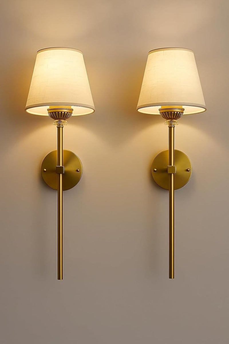 kinis Luxury Modern Gold Wall Lamp | Crystal Accent & Elegant Metal Finish Wall lamp Decorative Wall Sconce Lighting for Bedroom, Living Room, Hallway & Hotel Décor (Pack of 2 with Bulb) - Image 1