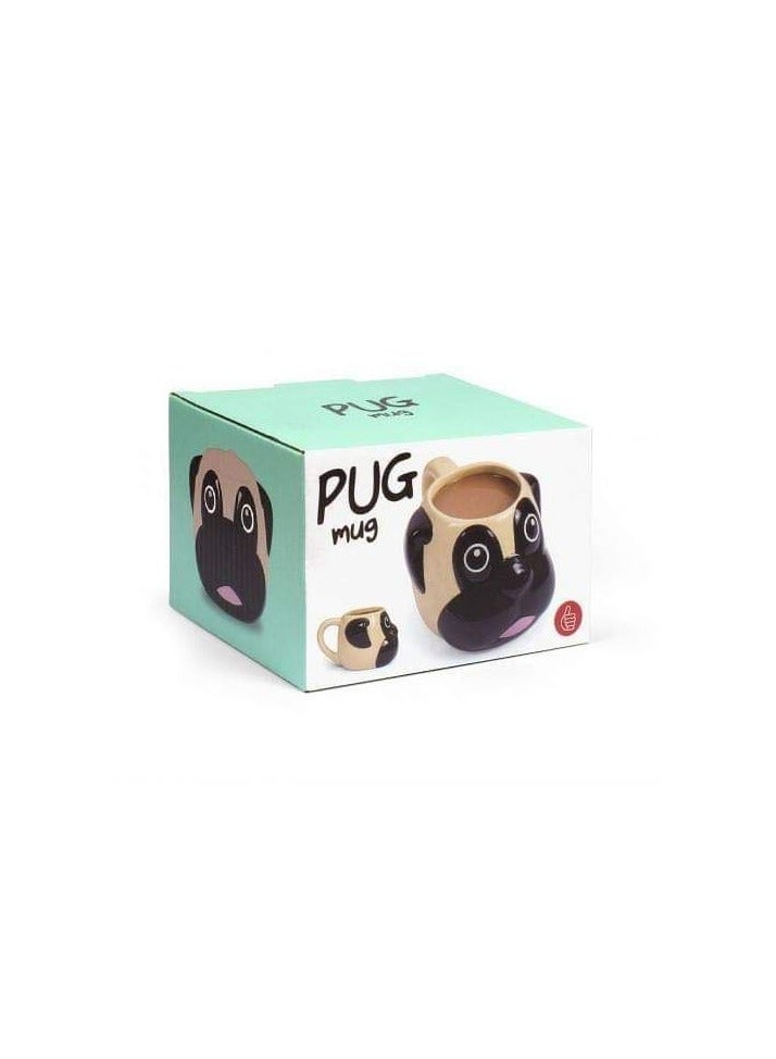 Pug Dog Shaped 3D Ceramic Mug and Pen Holder, Beige and Black - Image 3