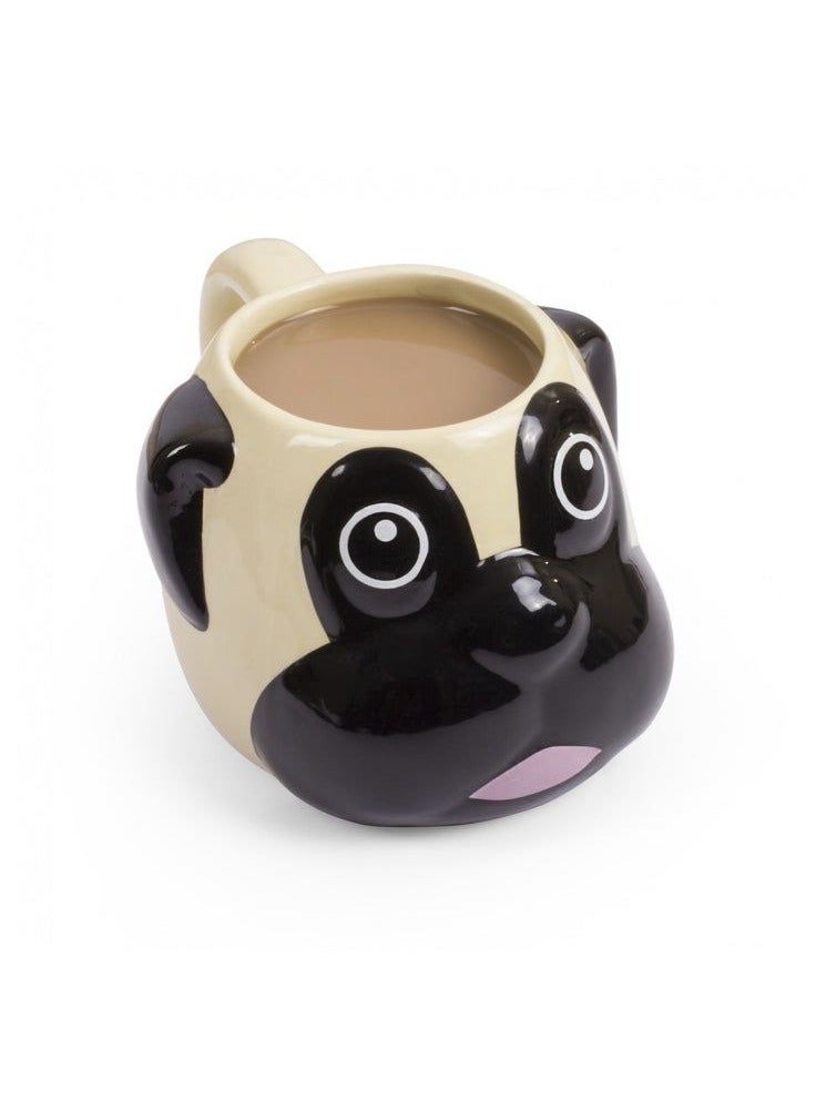 Pug Dog Shaped 3D Ceramic Mug and Pen Holder, Beige and Black - Image 5