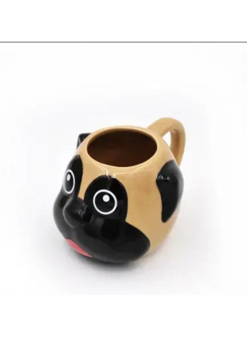 Pug Dog Shaped 3D Ceramic Mug and Pen Holder, Beige and Black - Image 2