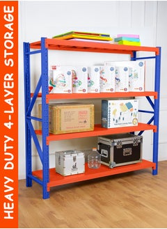 Toshionics 4-Layer Heavy Duty Storage Rack - 200KG Per Shelf - 200x60x200 cm - Easy to Install - Industrial Metal Shelving for Warehouse, Garage, Home, Office, Kitchen, Retail, Supermarket, Workshop, Pantry, Store, Factory, Shop, Basement, Utility Room, Storage Unit - Adjustable, Durable Steel Shelves  - Image 1