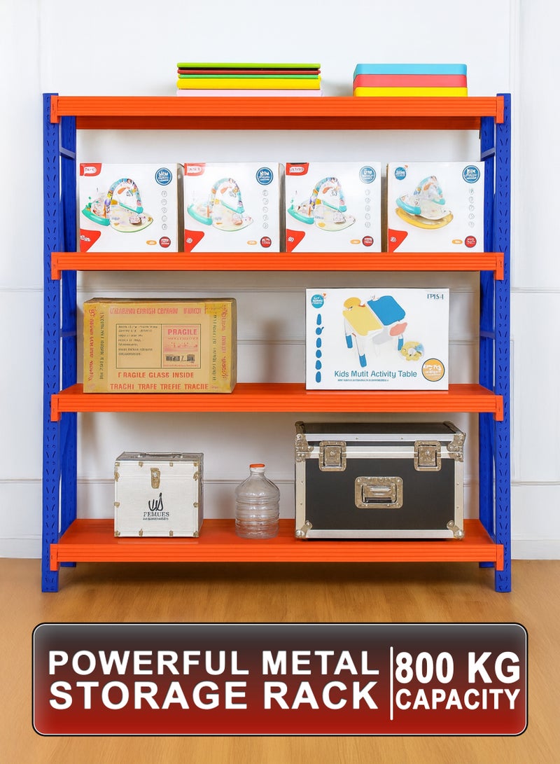 توشيونيكس رف تخزين ثقيل ٤ طبقات - ٨٠٠ كجم - ٢٠٠×٦٠×٢٠٠ سم - سهل التركيب - رفوف معدنية صناعية للمستودع، المرآب، المنزل، المكتب، المطبخ، المتجر، السوبرماركت، الورشة، المخزن، المصنع، المحل، القبو، غرفة الخدمات، وحدة التخزين - أرفف فولاذية قابلة للتعديل ومتينة - Image 1