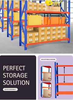 Toshionics 4-Layer Heavy Duty Storage Rack - 200KG Per Shelf - 200x60x200 cm - Easy to Install - Industrial Metal Shelving for Warehouse, Garage, Home, Office, Kitchen, Retail, Supermarket, Workshop, Pantry, Store, Factory, Shop, Basement, Utility Room, Storage Unit - Adjustable, Durable Steel Shelves  - Image 2