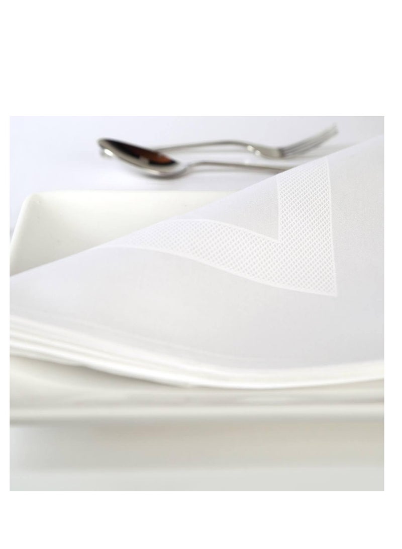 A M E Egyptian Cotton 6 Pieces Dinner Napkin Set -56 X 56 cm - White, Usable by Restaurant/Wedding/Hotel/Home, The Satin Band Table Napkins are Hemmed Edges Soft Durable for Daily Use - Image 1