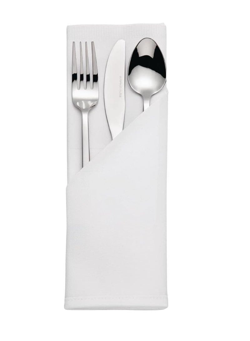 A M E Egyptian Cotton 6 Pieces Dinner Napkin Set -56 X 56 cm - White, Usable by Restaurant/Wedding/Hotel/Home, The Satin Band Table Napkins are Hemmed Edges Soft Durable for Daily Use - Image 4