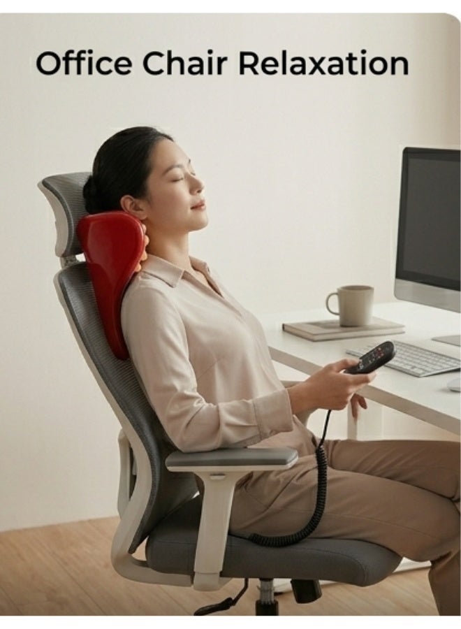 Smart, heated neck massage pillow with acupressure and magnetic wave technology - Portable neck and limb massager with adjustable heat levels - Cervical posture corrector and deep tissue massager with medical-grade silicone points - Comfortable multi-position pillow for neck and leg use with remote control to relieve muscle tension and support the natural curve of the neck - Image 5