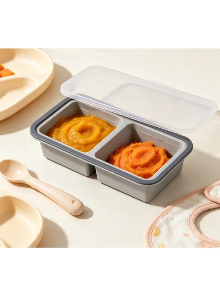 LATEEN Food Grade Silicone 2-Compartment Freezer Tray with Lid, Reusable Meal Prep Container, Freeze, Store & Reheat, Silicone Mold for Prepped Meals, Soups, Sauces & Baby Food - Image 5
