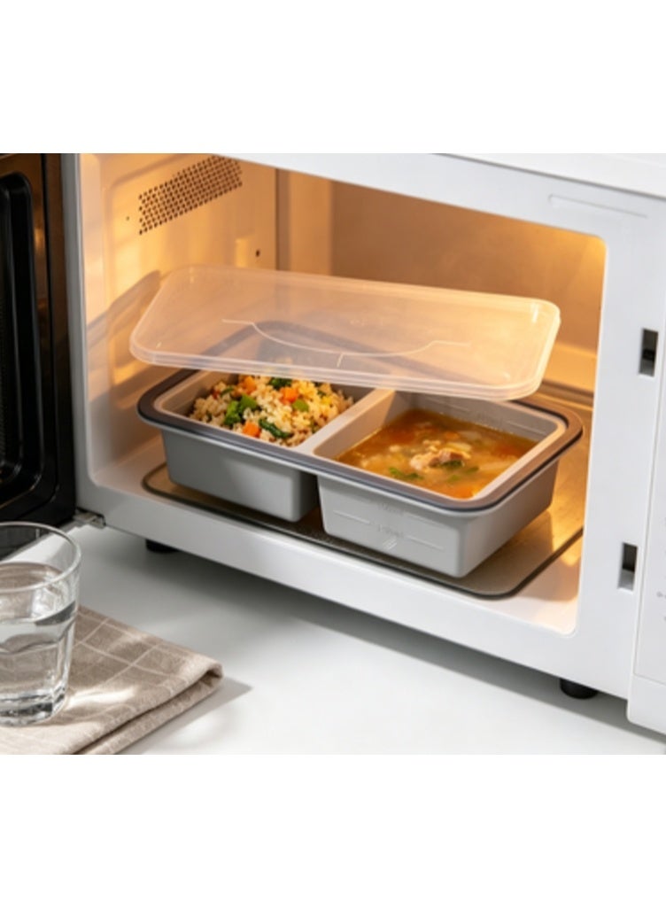 LATEEN Food Grade Silicone 2-Compartment Freezer Tray with Lid, Reusable Meal Prep Container, Freeze, Store & Reheat, Silicone Mold for Prepped Meals, Soups, Sauces & Baby Food - Image 4