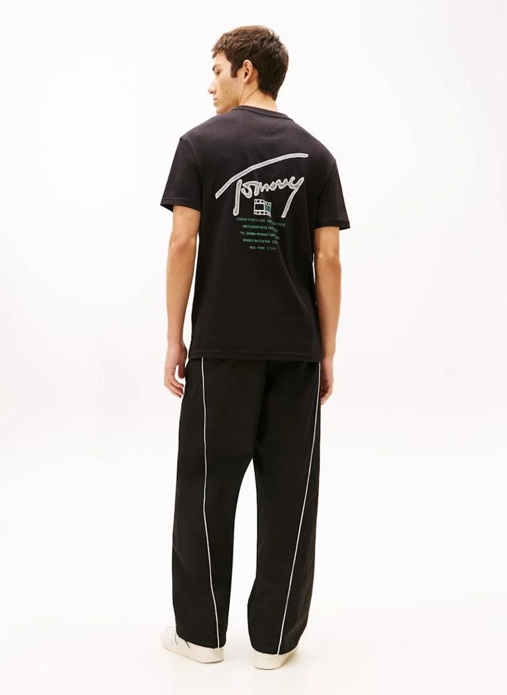 تومي جينز تيشيرت بطبعة شعار خلفية عادي