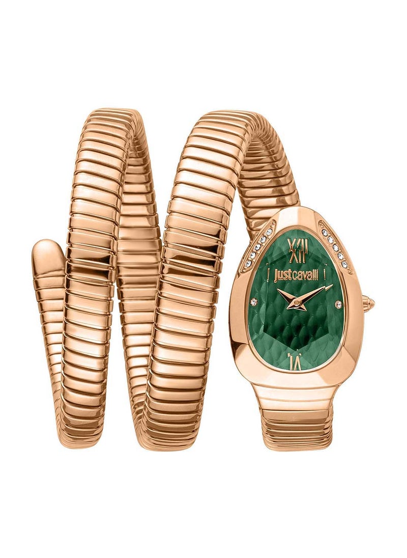 Just Cavalli Just Cavalli Women Serpent Design Rosel Gold Green Dial Watch - JC1L208M0055 