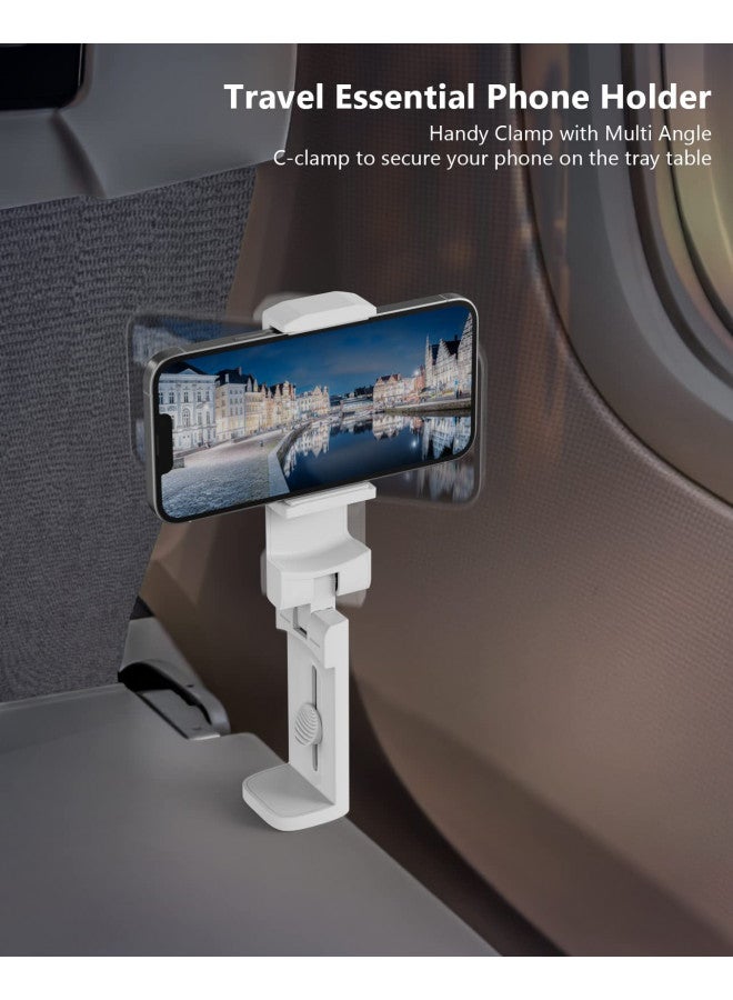 MiiKARE Airplane Travel Essentials Phone Holder, Universal Handsfree Phone Mount for Flying with 360 Degree Rotation, Travel Accessory for Airplane, Travel Must Haves Phone Stand for Desk, Table-White - Image 2