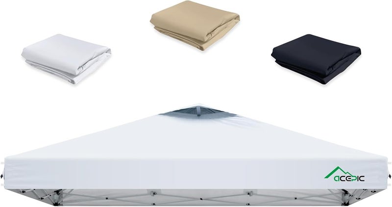 Acepic 10x10 Canopy Replacement Top Cover with Air Vent,UPF 50+ UV protection,300D Silver-coated Polyester PA Waterproof flame retardant for Outdoor Garden Patio Canopies(Top Cover Only, Light Grey) - Image 1
