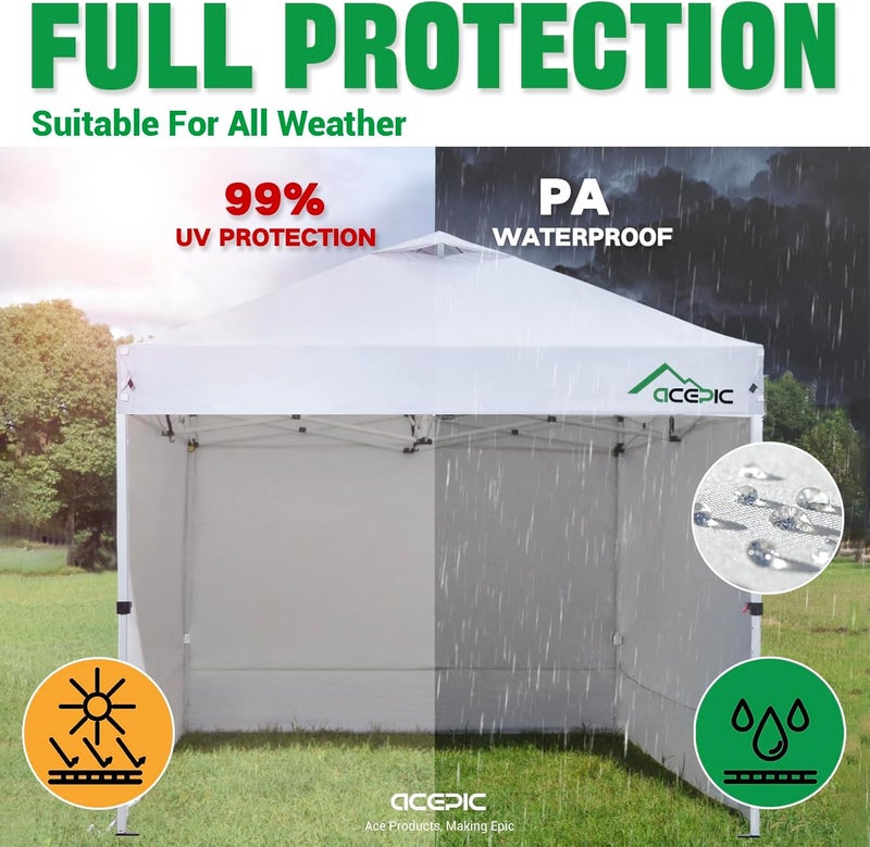 Acepic 10x10 Canopy Replacement Top Cover with Air Vent,UPF 50+ UV protection,300D Silver-coated Polyester PA Waterproof flame retardant for Outdoor Garden Patio Canopies(Top Cover Only, Light Grey) - Image 4