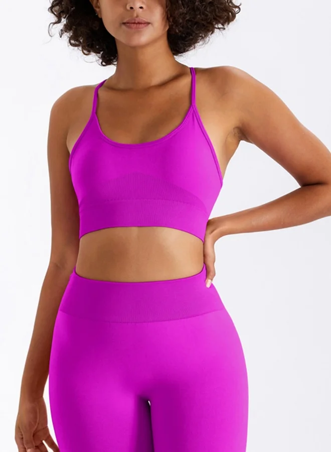 KAWN.YOGA Womens Cross Back Sports Bra - Padded Low Impact Workout Yoga Bra with Removable Built in Bra