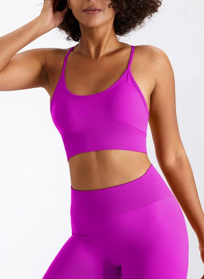 KAWN.YOGA Womens Cross Back Sports Bra - Padded Low Impact Workout Yoga Bra with Removable Built in Bra