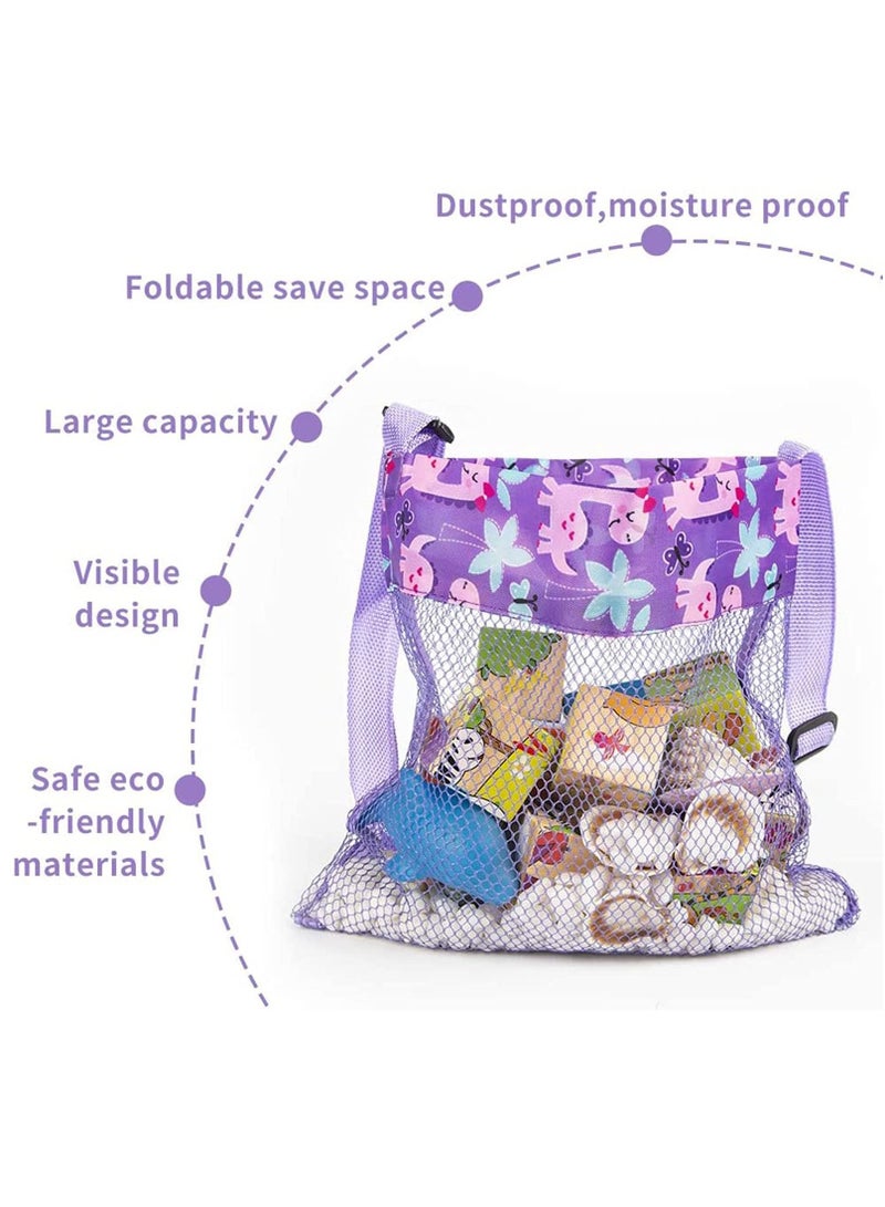 Excefore حقائب شل ألعاب الشاطئ، حقيبة شاطئ للأطفال، حقائب شاطئ ملونة من الشبك، حقيبة شبكية على شكل قشرة للأطفال لتخزين الألعاب أو الفواكه أو الخضار، العبوة تشمل 5 قطع - Image 3