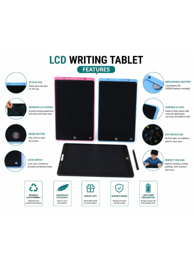 Toyland 16 Inch LCD Writing Tablet – Reusable Digital Drawing & Writing Pad with Stylus (Assorted Colors) - Image 2