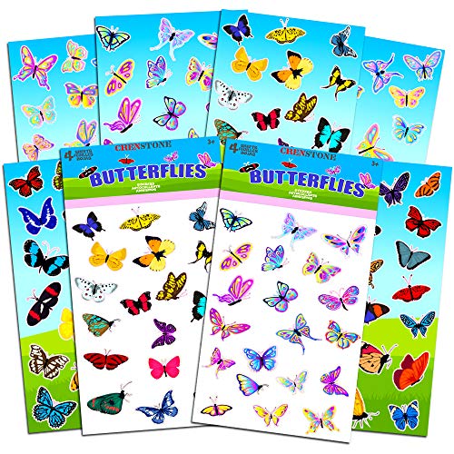 Crenstone Butterflies Stickers Party Supplies Pack ~ Over 160 Butterfly Stickers for Girls Kids Toddlers Adults (Party Favor Craft Scrapbooking Adhesive Sticker Sheets by Crenstone) - Image 1