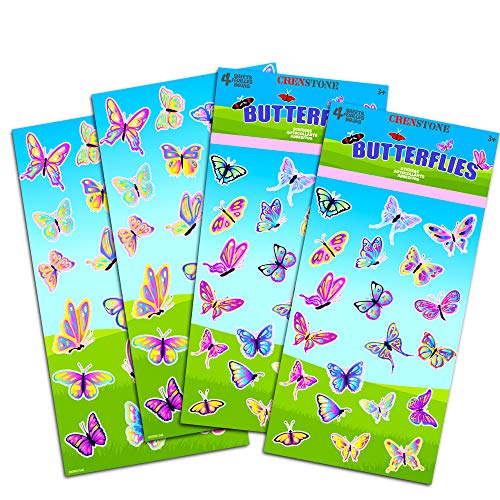 Crenstone Butterflies Stickers Party Supplies Pack ~ Over 160 Butterfly Stickers for Girls Kids Toddlers Adults (Party Favor Craft Scrapbooking Adhesive Sticker Sheets by Crenstone) - Image 3