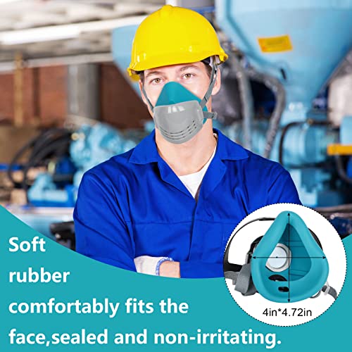 ANUNU Reusable Half Facepiece with 20 Filters Set Dust Respirator with Replaceable Filters for Painting, Polishing, Welding, Vapor, Woodworking and Other Work Protection - Image 2