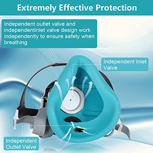 ANUNU Reusable Half Facepiece with 20 Filters Set Dust Respirator with Replaceable Filters for Painting, Polishing, Welding, Vapor, Woodworking and Other Work Protection - Image 4