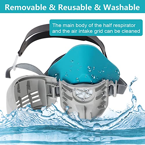 ANUNU Reusable Half Facepiece with 20 Filters Set Dust Respirator with Replaceable Filters for Painting, Polishing, Welding, Vapor, Woodworking and Other Work Protection - Image 5