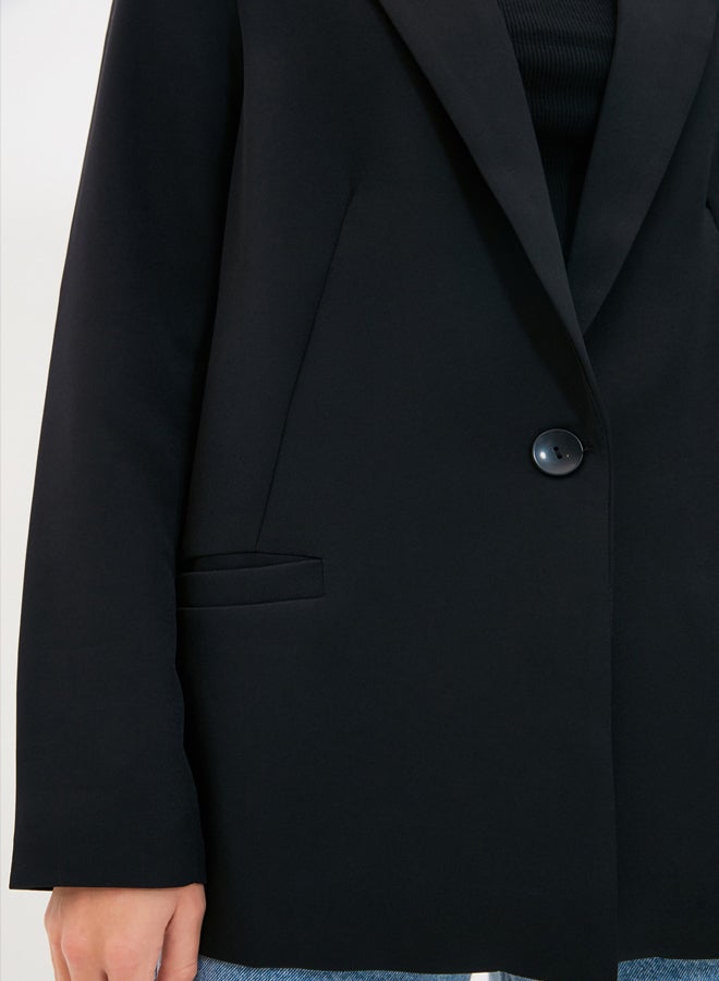 trendyol Black Regular Lined Detailed Woven Blazer Jacket - Image 4