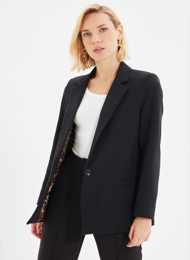 trendyol Black Regular Lined Detailed Woven Blazer Jacket - Image 5