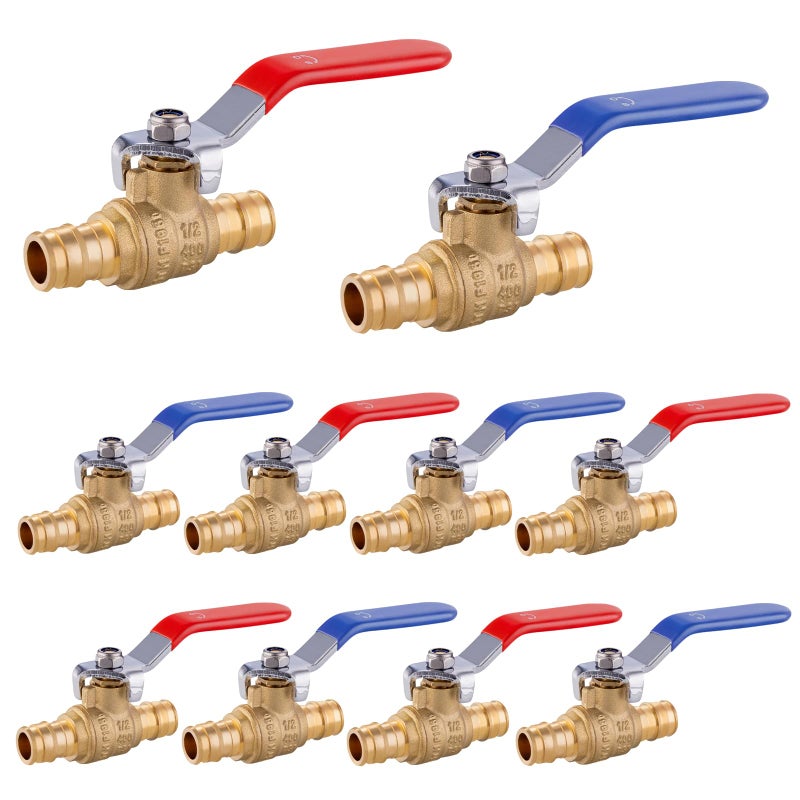 HeSun 10 PCs HeSun 12 Inch PEX A Expansion Ball ValveBrass Shut Off Valve for Hot and Cold Water Fit PEX A Expansion Pipe ASTM F1960RedBlueVALVE149 - Image 2