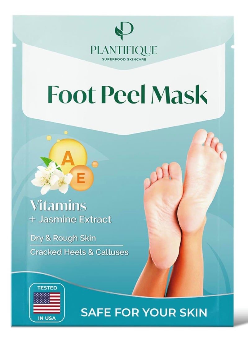 PLANTIFIQUE Foot Peeling Mask - Peeling Foot Mask Dermatologically Tested Repairs Heels & Removes Dry Dead Skin for Baby Soft Feet (Jasmine, 1 Count (Pack of 1)) - Image 1