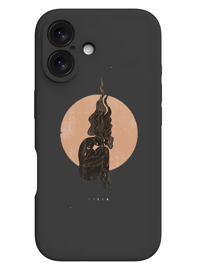 Theodor Protective Slim Fit Case Liquid Silicone Cover with Full Body Protection Anti-Scratch Shockproof Case For Apple iPhone 17 (Black) Virgo-01 - Image 1