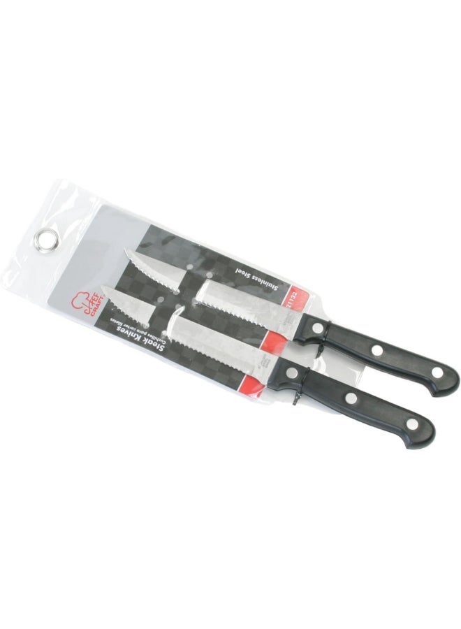 Chef Craft 2-Piece Serrated Stainless Steel Blade Steak Knife Black and Silver 4.5 Inch 21132 - Image 2