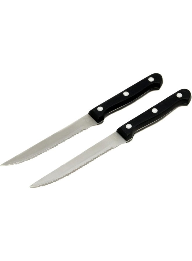 Chef Craft 2-Piece Serrated Stainless Steel Blade Steak Knife Black and Silver 4.5 Inch 21132 - Image 1