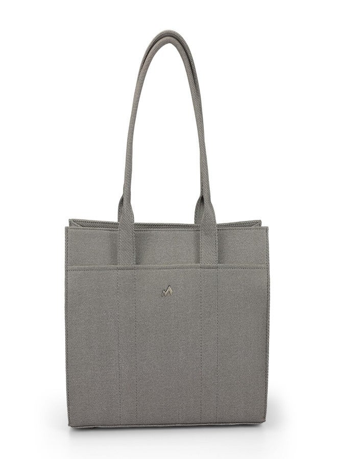 Metro Women Grey Casual PU Soft Body Zipper closure Solid Tote Bag (66-718) - Image 1