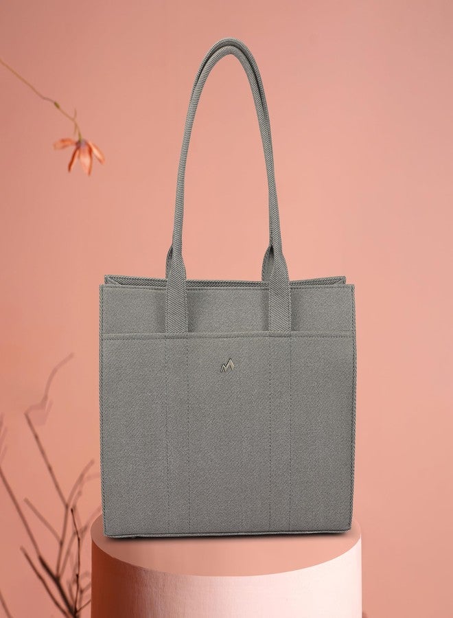 Metro Women Grey Casual PU Soft Body Zipper closure Solid Tote Bag (66-718) - Image 2