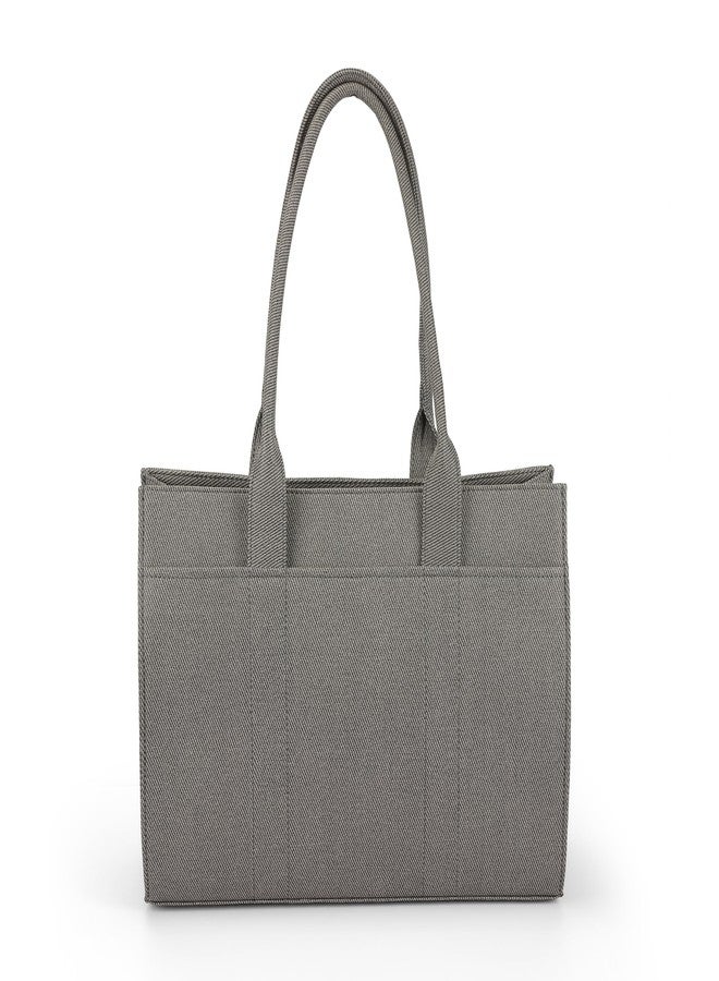 Metro Women Grey Casual PU Soft Body Zipper closure Solid Tote Bag (66-718) - Image 4