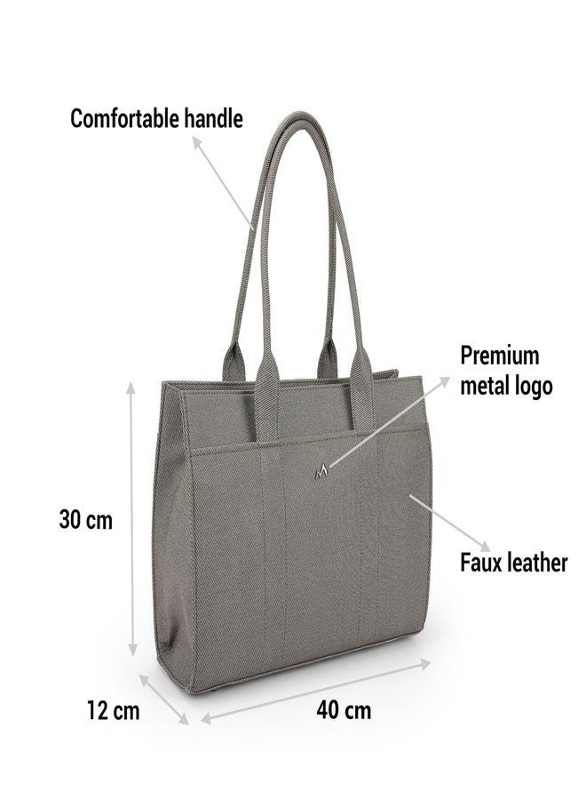 Metro Women Grey Casual PU Soft Body Zipper closure Solid Tote Bag (66-718) - Image 3