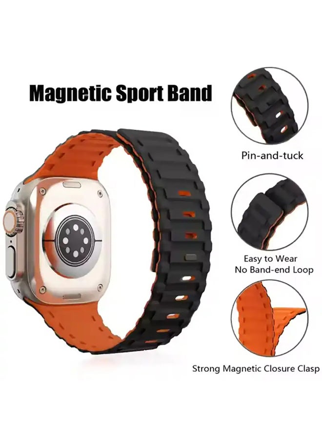 O Ozone Silicone Magnetic Band for Apple Watch 49/46/45/44/42mm, Magnet Strap with Anti-drop Buckle for iWatch Ultra SE 10 9 8 7 6 5 4 3 2 1-White/Black - Image 5