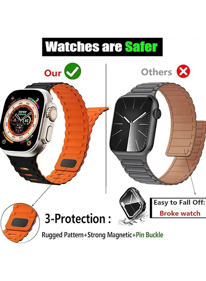 O Ozone Silicone Magnetic Band for Apple Watch 49/46/45/44/42mm, Magnet Strap with Anti-drop Buckle for iWatch Ultra SE 10 9 8 7 6 5 4 3 2 1-White/Black - Image 4