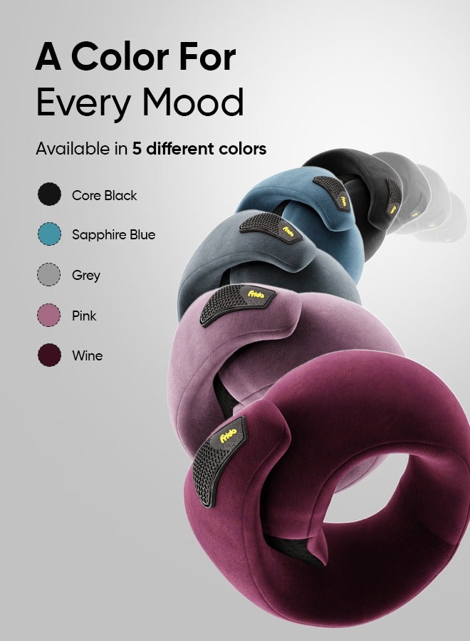 Frido Travel Neck Pillow | Premium Memory Foam Neck Pillow for Flight Travel, Car Sleeping | Adjustable Head Rest, Neck Rest Travelling Pillow for Sleeping Head Support | Bluish Grey Colour, Pack of 1 - Image 5