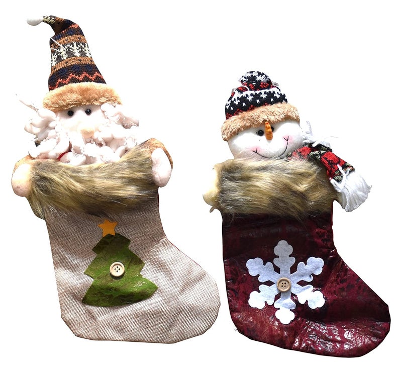 My Party Suppliers Jagmag 1pcs 3D Fur Christmas Snowman Reindeer Decoration Socks Cute Ornaments Festival Party Xmas Tree Hanging Decoration Christmas Tree Pendant Gift BagSanta Decoration Christmas Stockings - Image 1