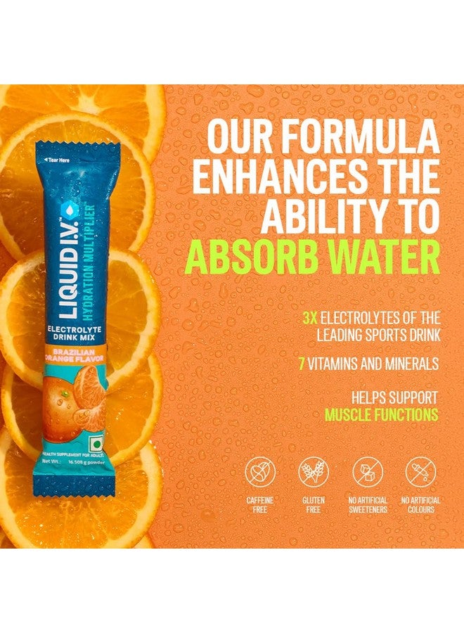 Liquid I.V. سائل I.V. مضاعف الترطيب - برتقال برازيلي | مسحوق مشروب الإلكتروليت 16 جرام | عبوة من 12 - Image 3