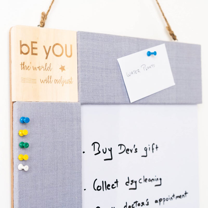 IVEI Engineered Wood Combination Board with Pin Board & Whiteboard Best Gift for Home, Office, School | Office Wall Accessories | Utility Boards (Quote - Grey) - Image 5
