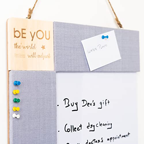 IVEI Engineered Wood Combination Board with Pin Board & Whiteboard Best Gift for Home, Office, School | Office Wall Accessories | Utility Boards (Quote - Grey) - Image 1