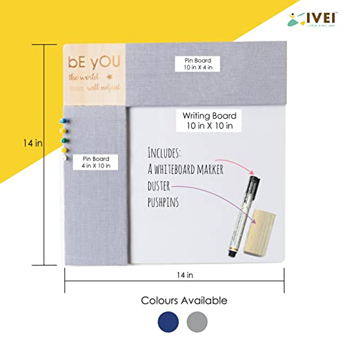 IVEI Engineered Wood Combination Board with Pin Board & Whiteboard Best Gift for Home, Office, School | Office Wall Accessories | Utility Boards (Quote - Grey) - Image 2