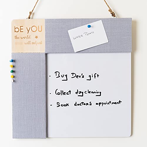 IVEI Engineered Wood Combination Board with Pin Board & Whiteboard Best Gift for Home, Office, School | Office Wall Accessories | Utility Boards (Quote - Grey) - Image 4